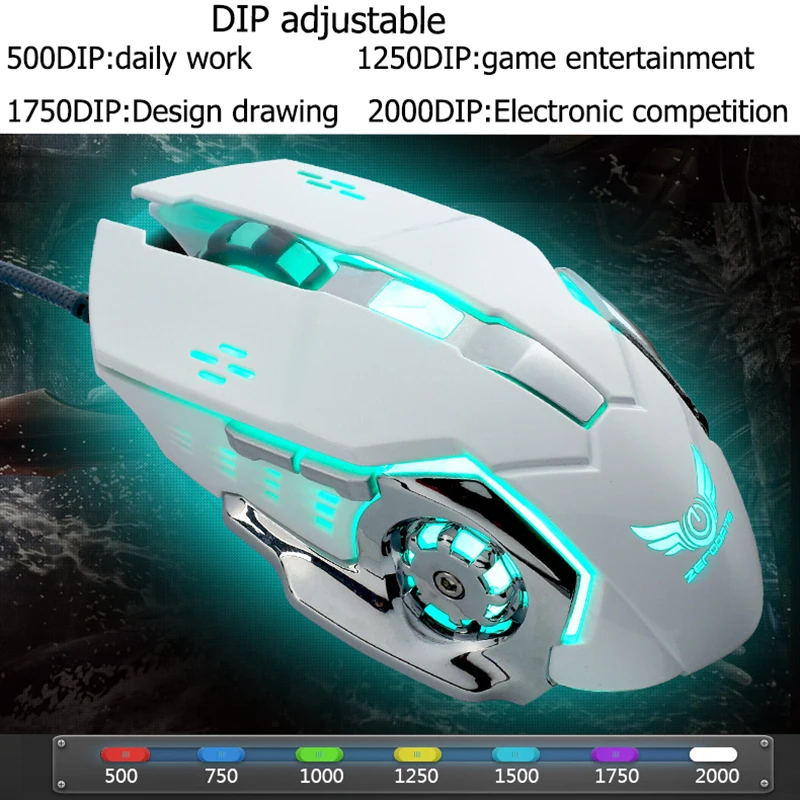 Профессиональная игровая проводная мышь 8D 3200DPI, регулируемая Проводная оптическая светодиодная компьютерная мышь, USB-кабель, мышь для ноутбука, ПК (art.: 3a35ba0569a) - 3a35ba0569a