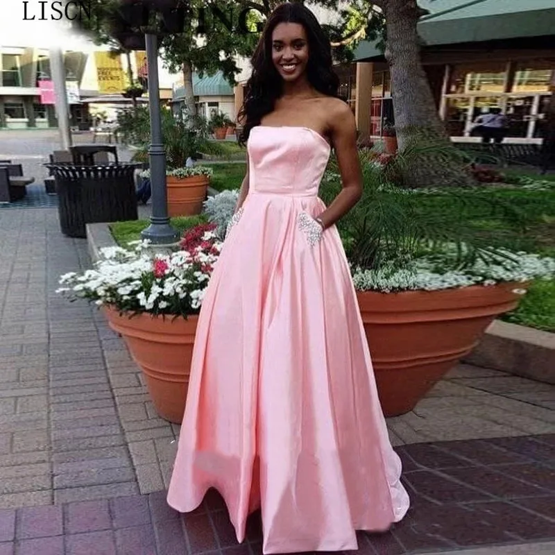 Новейшие розовые платья без бретелек вышитое бисером индивидуальное платье для