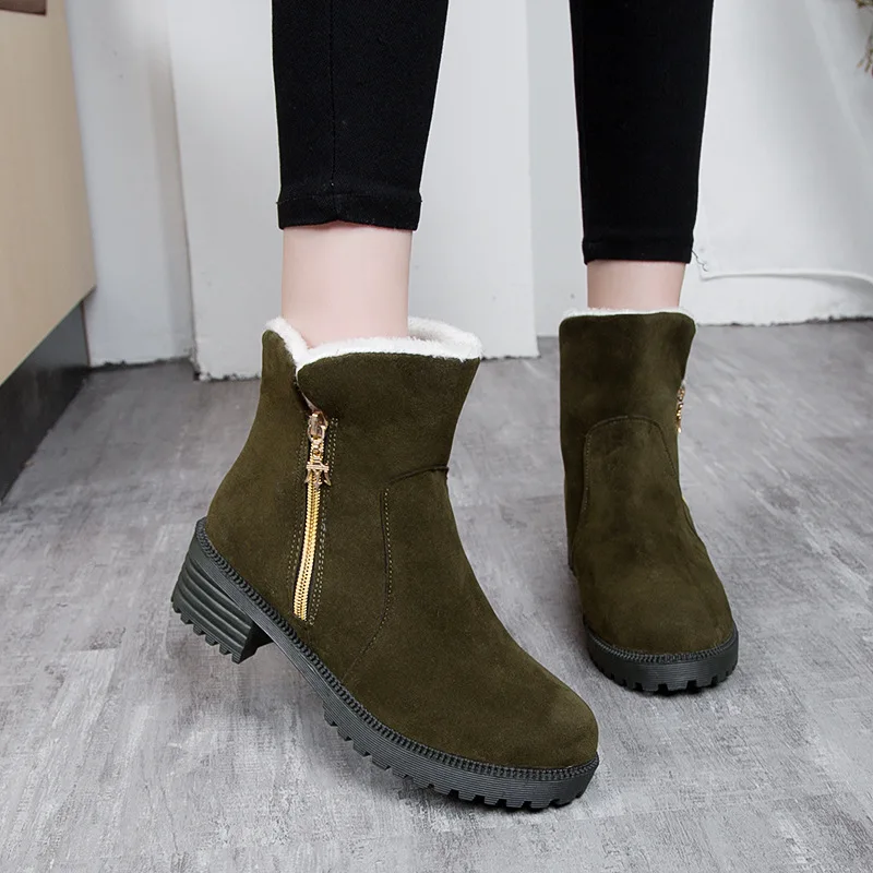 Women's Snow Boots 2019 New Ladies Winter Shoes Warm Short Fur Plush Cotton Women | Обувь
