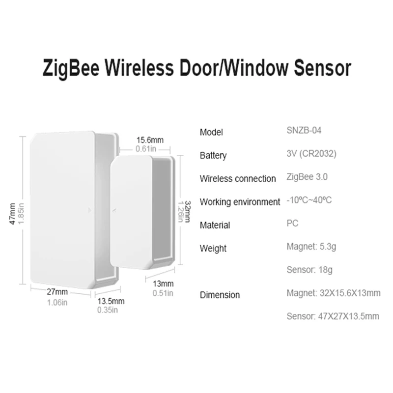 

SONOFF Zigbee Smart Door Window Sensor Status Sync via eWelink APP Alarm Push Home Security Protection Work with SONOFF Bridge