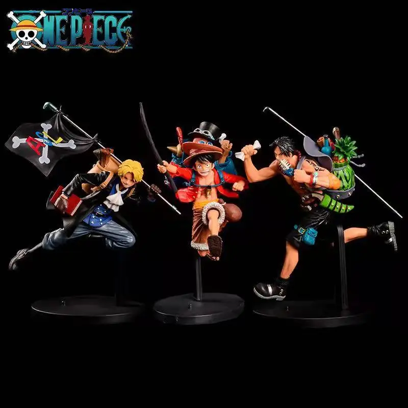 

One Piece Knapsack Three Brothers Figurine Garage Kit Cartoon Characters Gk Anime Desktop Decoration Luffy Ace Ornaments Gift