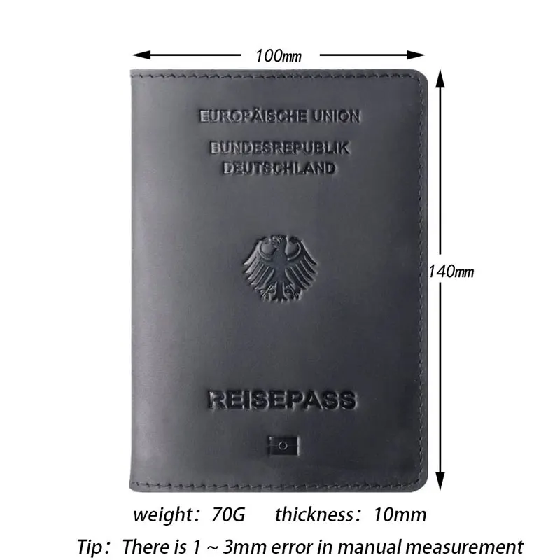 

Genuine Cow Leather GE Germany Passport Cover Vintage Business ID Bank Pass Card Holder Credit Travel Document Purse Wallet