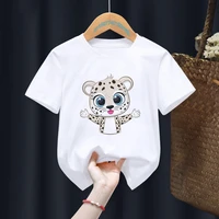 funny cartoon leopard safari white kid t shirts boy animal tops tee children summer girl gift present clothes drop ship