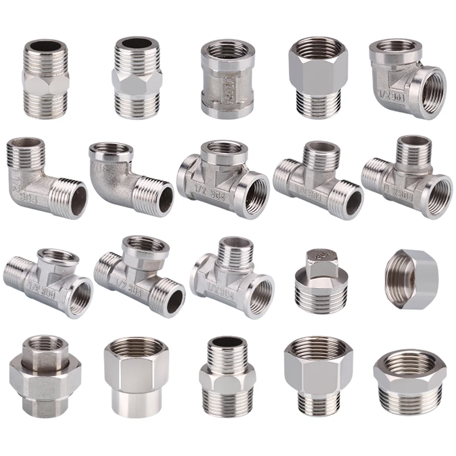 

1/2" 3/4" BSP Female Male Thread Tee Type Reducing Stainless steel Elbow Butt joint adapter Adapter Coupler Plumbing fittings