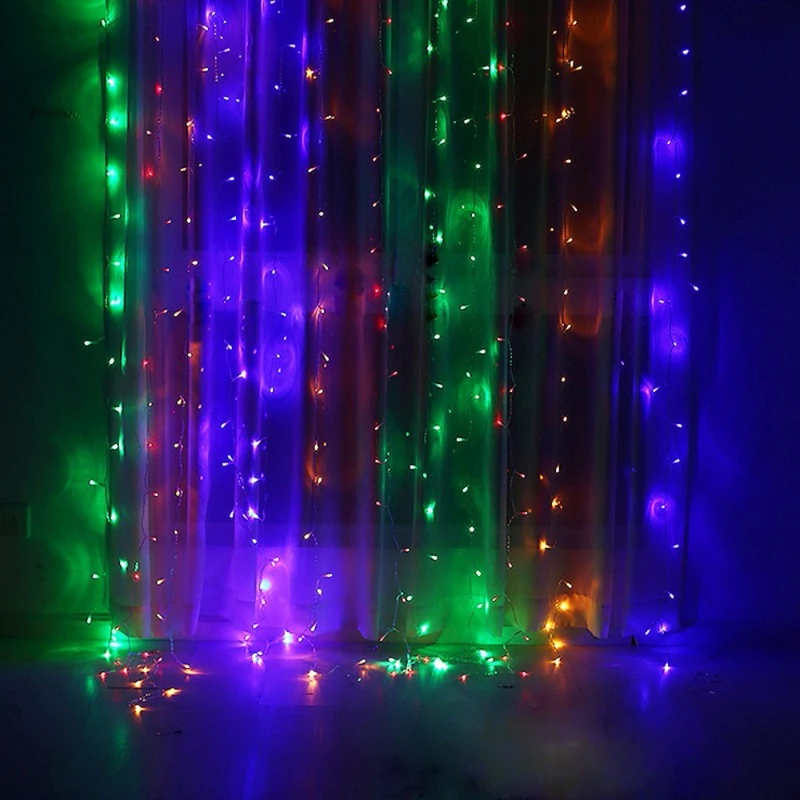 

2021 New 3x2m 224 LED Indoor Outdoor Curtain Fairy String Light Garlands Xmas Wedding Party