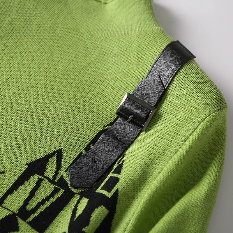 New arrival autumn &amp spring ladies fashion cashmere leather floral printing casual slim wool sweater dress pullovers | Женская одежда