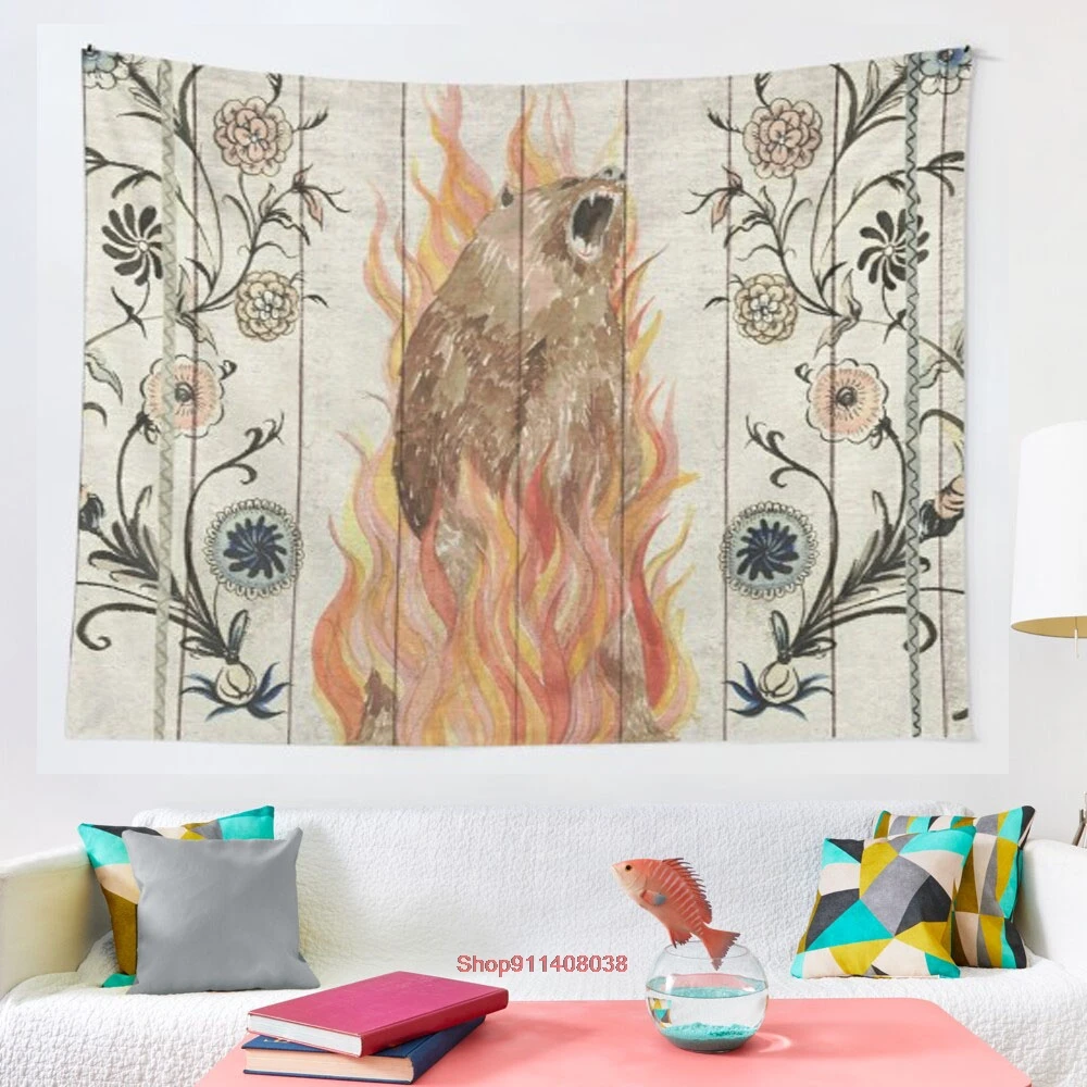 

Midsommar картина c медведем гобелен искусство Ins гобелен домашнее прикроватное украшение ткань подвесной гобелен