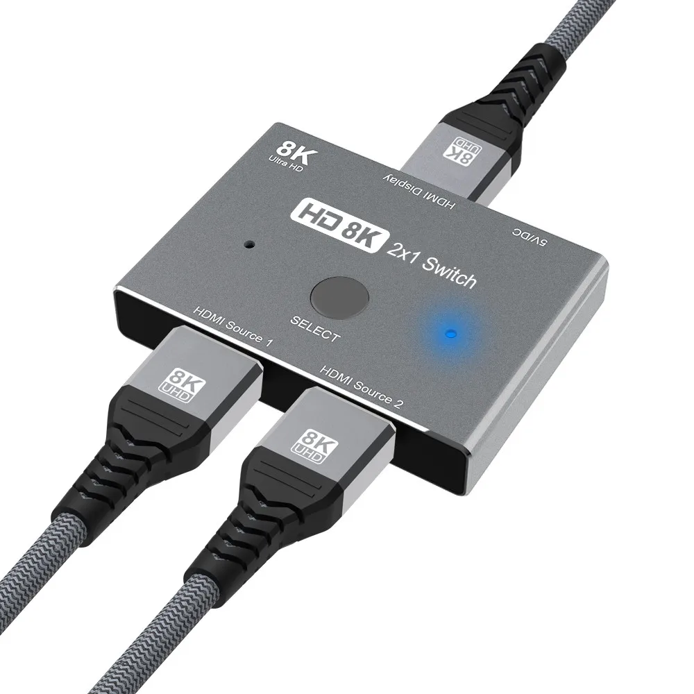 HDMI-совместимый Высокоскоростной Переключатель Ultra HD 8K 48 Гбит/с 2 в 1 разветвитель 8K @ 60 Гц 4K @ 120 Гц направленный конвертер 2,1 для Xbox PS5 - изображение