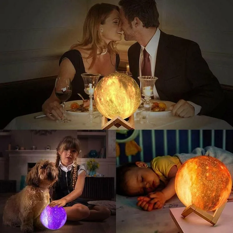 

3D Moon Lamp Colorful Night Light Rechargeable LED Remote Control Personalized Timing Moon 16 Colors Light Gift