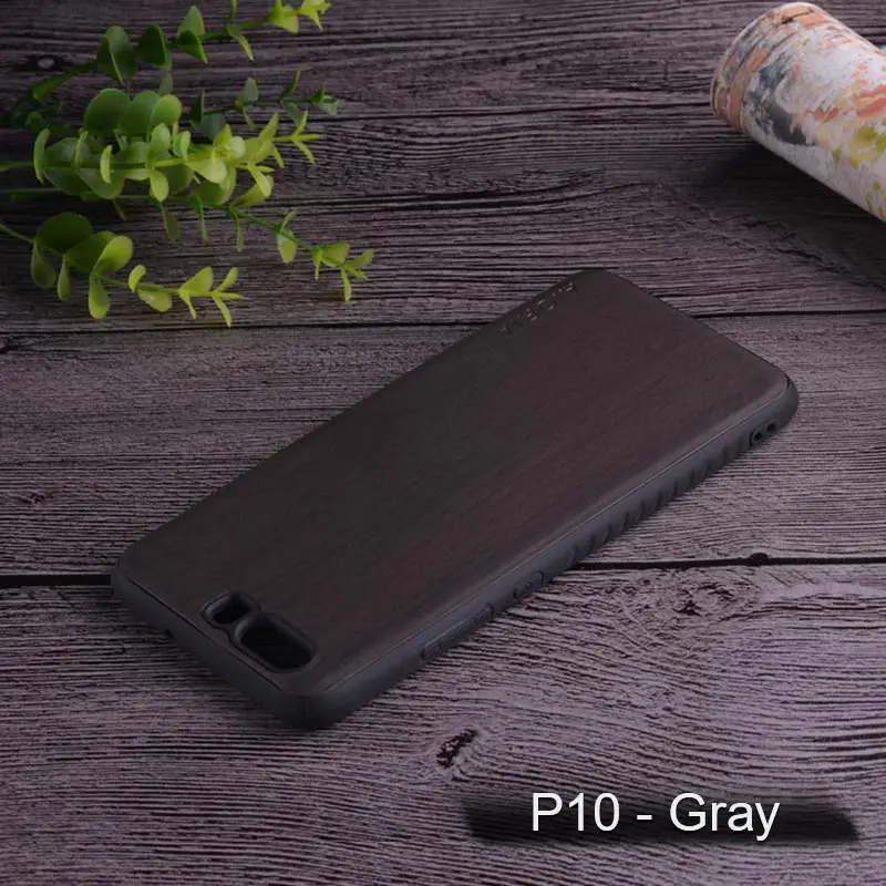 Gray Чехол с деревянным дизайном для huawei P10 Lite, мягкий ТПУ силикон и дерево, ПУ кожа, кожа, чехлы для huawei P10 Lite - Цвет: Gray