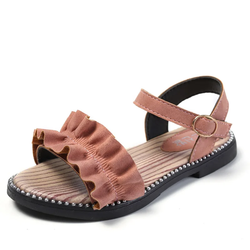 Toddler Kids Sandals Baby Girls Pearls Crystal Ruffles Princess Shoes Slippers Comfortable Casual Summer | Детская одежда и обувь