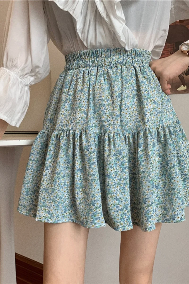 

Mini skirt women's summer 2021 new French floral slimming hip skirt high waist A-line skirt