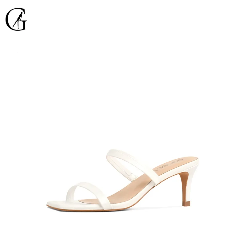 Шлепанцы GOXEOU женские с квадратным носком повседневные Модные сандалии для офиса