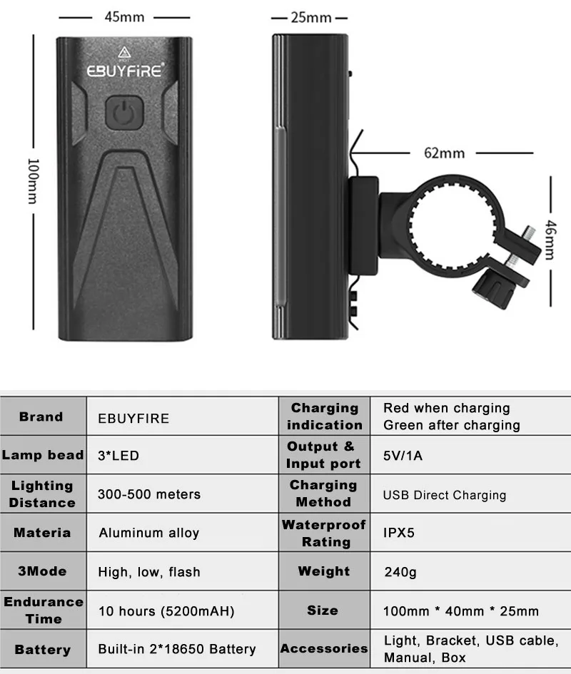L2/T6 велосипедный светильник USB Перезаряжаемый s 5200 мАч внешний аккумулятор Mtb