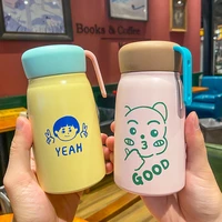 small cute student water cup leakproof funny child thermos cup portable anti fall stainless steel water bottle christmas gifts