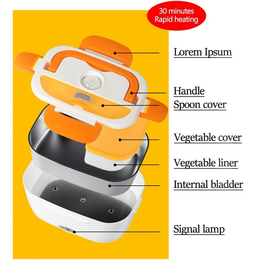 

Lunch Boxes 12V Portable Car Electric Bento Box Portable Food Warmers Bento Warmer Containers Food Utensils