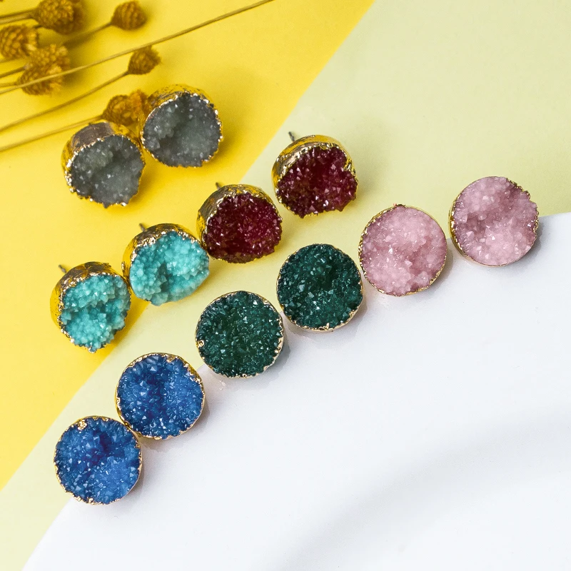 QCOOLJLY серьги с натуральным драгоценным камнем модные простые серьги-гвоздики