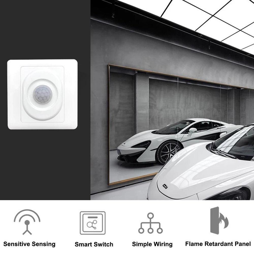 PIR Motion Sensor Light Switch premium Wall AC110-220V White Infrared Automatic | Обустройство дома