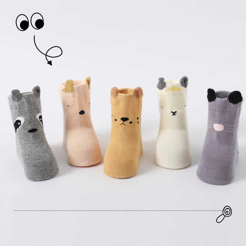 Теплые детские носки для новорожденных осенне-зимние милые гольфы малышей