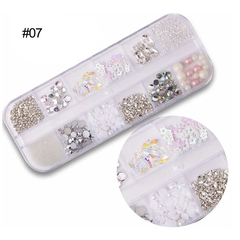 Металлические заклепки 12 ячеек драгоценные камни для дизайна ногтей украшения