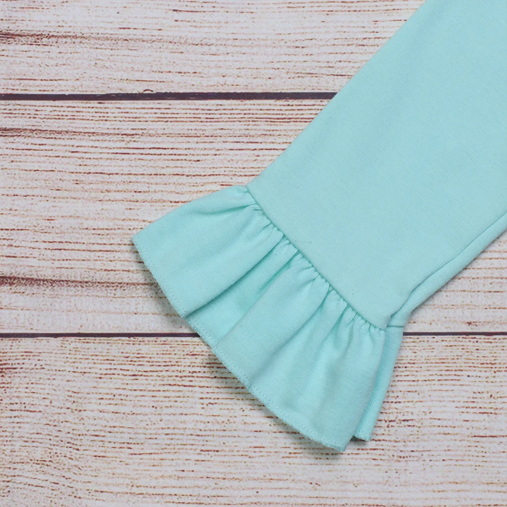 Ropa de oto&ntilde;o para ni&ntilde;as, Top de manga larga azul y pantalones a rayas rosas, con lazo rosa, bordado con cabeza de perro, trajes para ni&ntilde;as-4