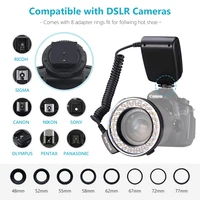 macro 48pcs led ring flash light with 8 adapter ring rf 550d external flash for sony nikon canon dslr camera flashes accessories