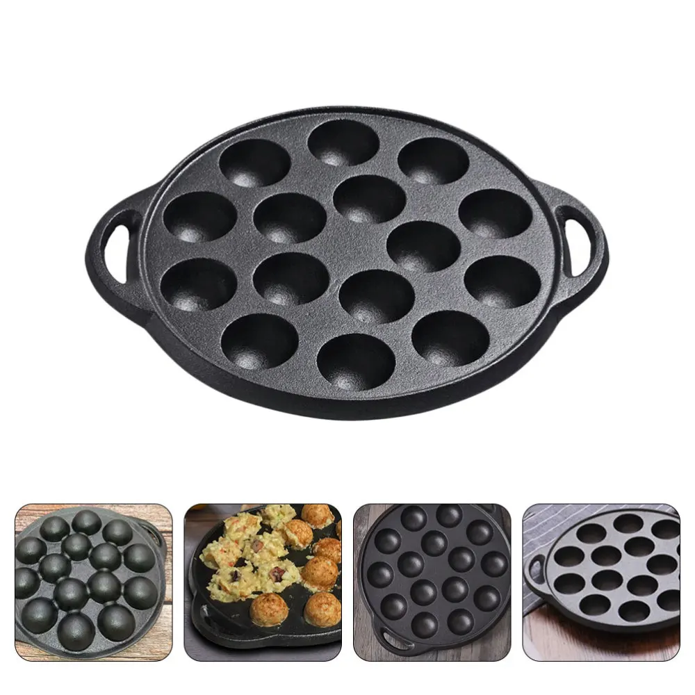

1PC Casting Iron Pan Thickened Frying Pan Practical Snail Pan (Holes Black)