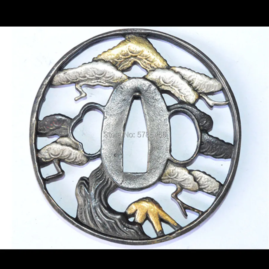 Красивый набор с медным покрытием и золотой серебряный Страж Tsuba menumi Fuchi Кашира