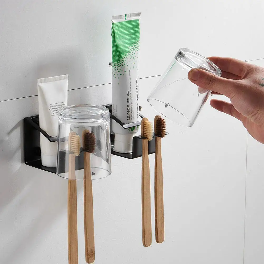 Steel Wall Mount Toothbrush Holder Toothpaste And Bathroom Tooth Organizer Box Cup Brush Accessories B8r6 | Дом и сад