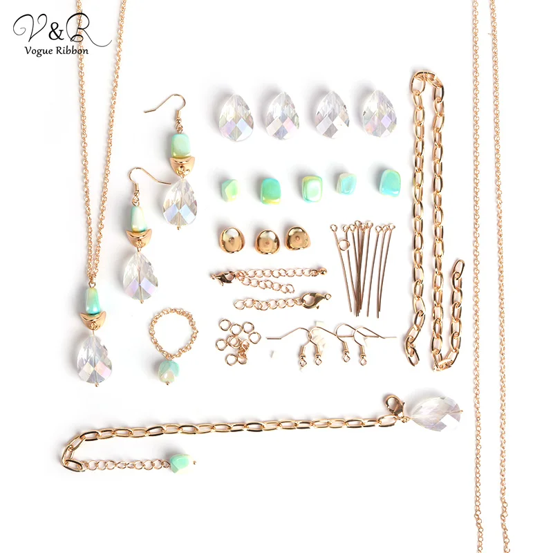 Новое поступление 2020 набор из ожерелья серег браслета кольца сделай сам золота