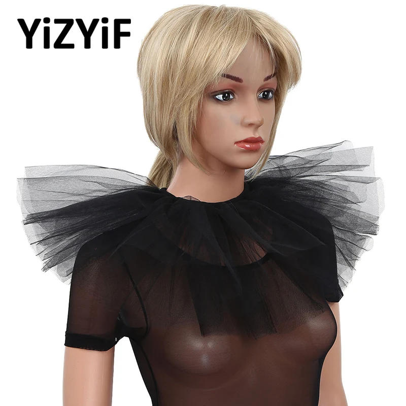 Ложный воротник женский съемный винтажный с оборками в стиле ретро сетчатый