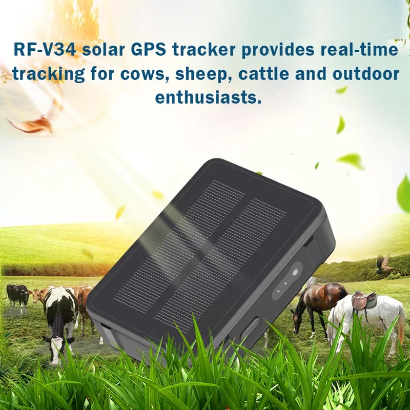 

RF-V34 Strong Magnetic GPS Tracker Sheep Cow Cattle Horse GPS Tracker with Solar Power Vehicle Car Locator 9000mAh Long Standby