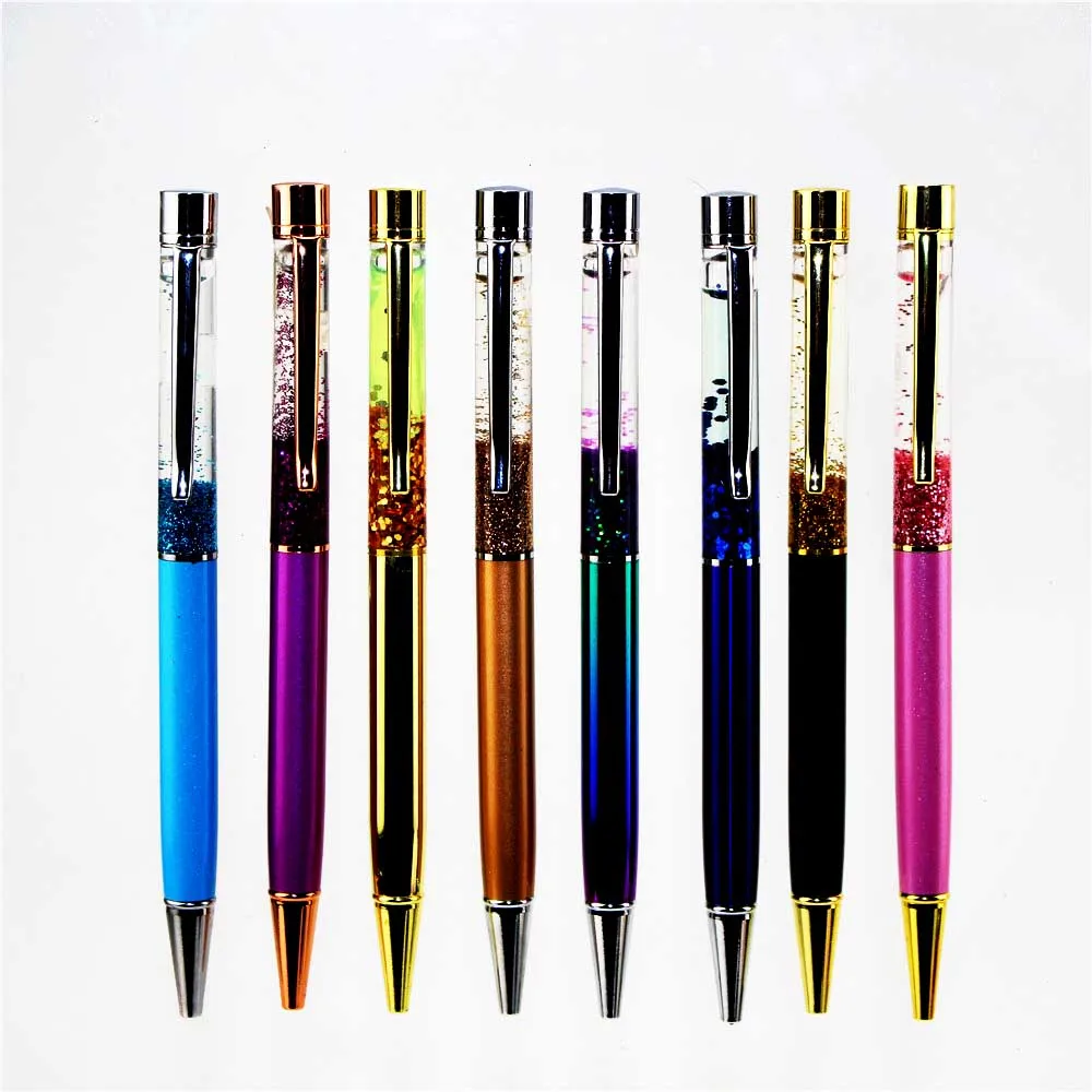 

8 Colors Crystal Ballpoint Pen Fashion Fluorescence Stylus Touch Pen For Writing Stationery Office School Black Refill