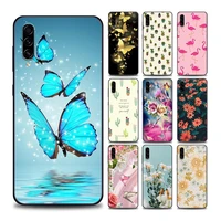 flower and butterfly phone case for samsung a7 a9 10 20 e s 30 s 40 50 s 60 70 s 80 90 5g soft silicone cover coque funda capa