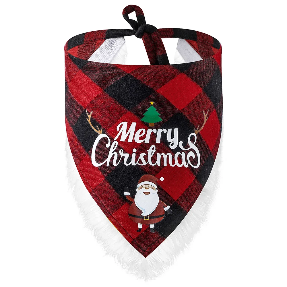 

Bonzerpet Dog Neckerchi Collars Pet Bandanas Adjustable Pet Slobber Towel Christmas Gift Cat Collar Print Tie Scarf