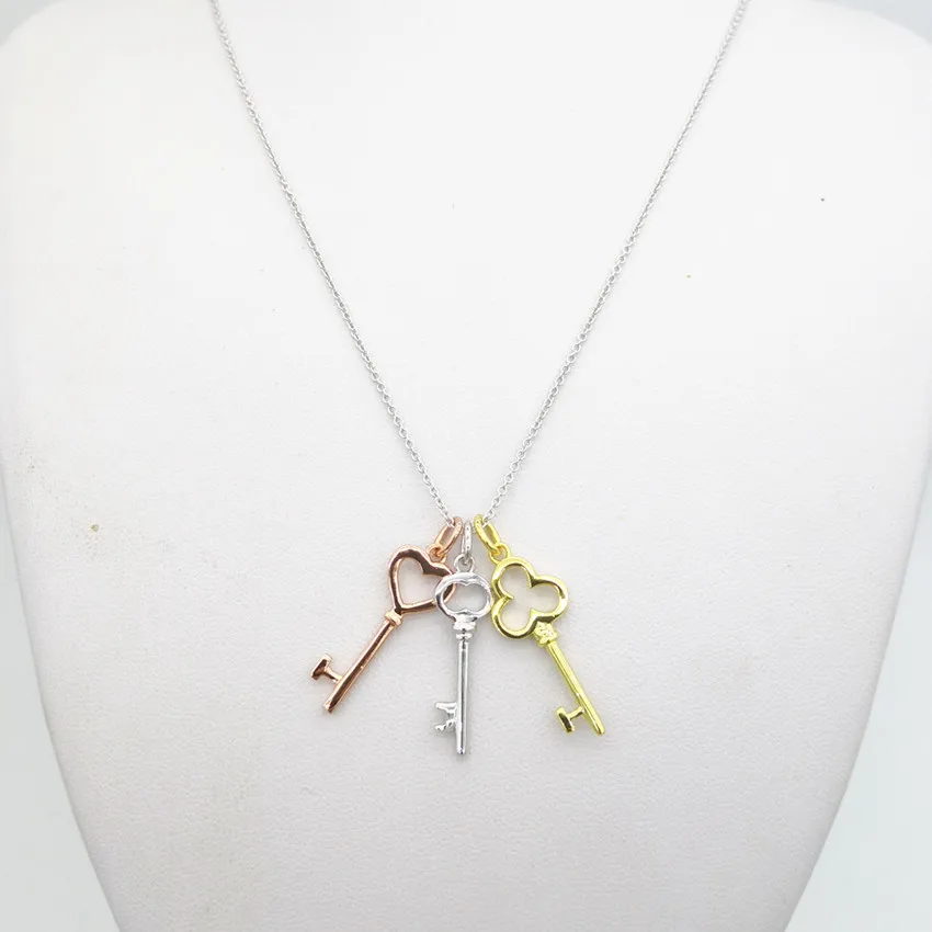 

Ms S925 pure silver key rose gold, silver, golden lady clavicle necklace euramerican fashion lady holiday gifts