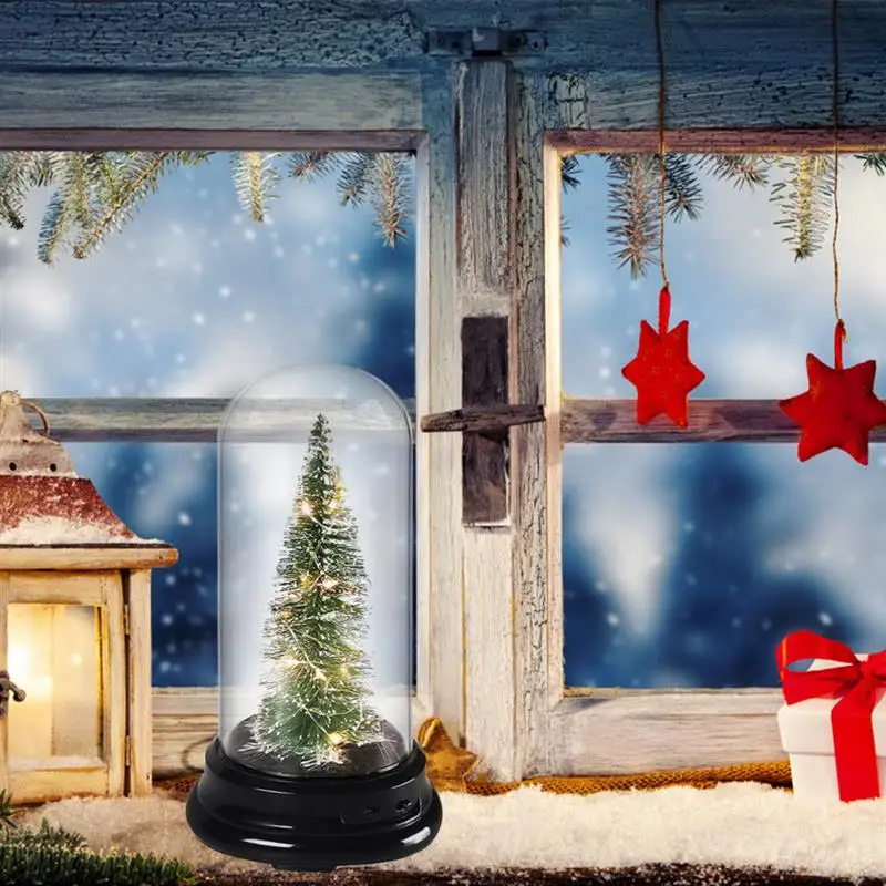 Рождественская елка в куполе Мини светильник кой стеклянная крышка светодиодное