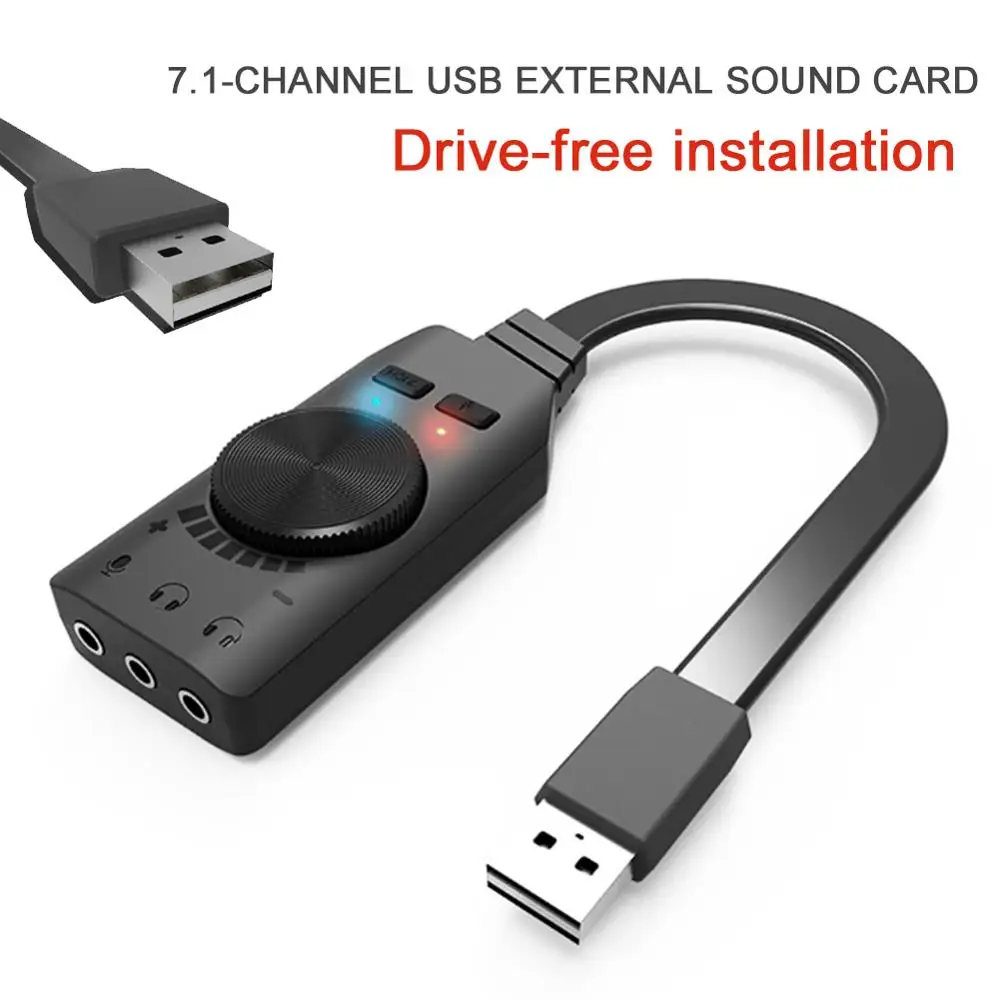 Внешний USB-адаптер для звуковой карты 7 1 канала 2 0 мм наушников ПК ноутбуков