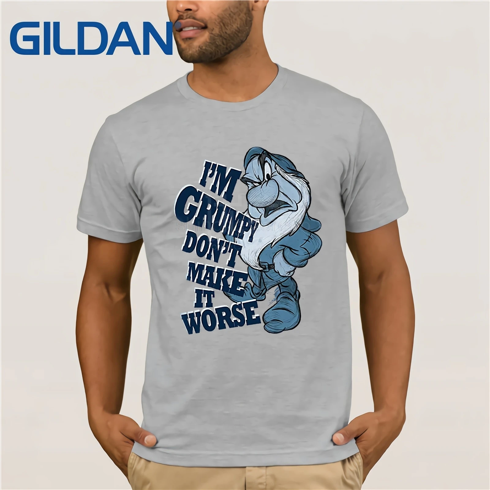 Футболка с изображением гнома i'm Grumpy хлопковая футболка синего цвета Xl |