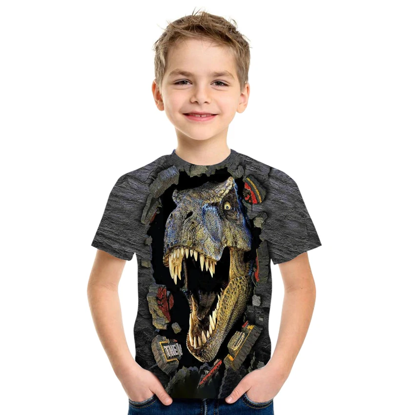 

3D Anime Printed T-shirt Boys and Girls Clothing Animal Pattern Milk Silk Fabric Size 4T-16T