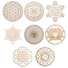 Деревянный настенный знак с лазерной резкой 14,530 см, домашний Настенный декор, цветок жизни, энергетический коврик, ломтик, деревянная основа, настенное искусство, домашний декор, инструмент сделай сам