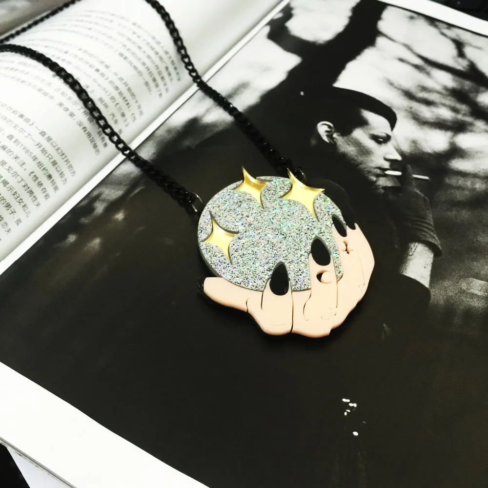 Новые акриловые резки творческий в виде хрустального шара предсказаний ожерелье