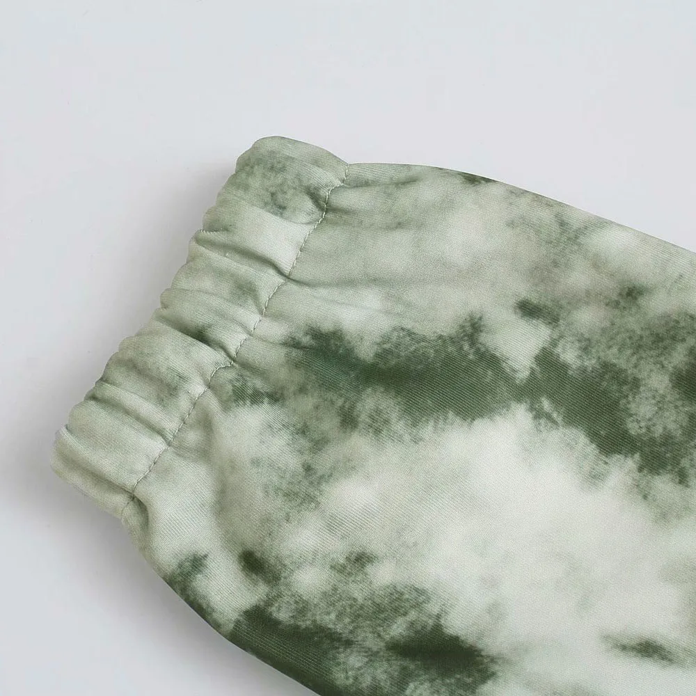 

2021 spring new women's casual fashion zipper exposed umbilical slim long-sleeved tie-dye short sweater jacket