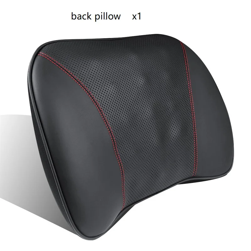 black lumbar only Первый слой из воловьей кожи, Автомобильная подушка для поддержки сиденья, поясничная подушка, Автомобильный подголовник, авто автомобиль, забота о здоровье, настоящие кожаные подушки - Название цвета: black lumbar only