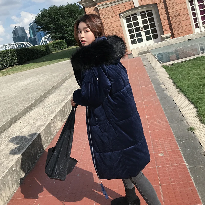 

Nice Winter Women Hooded Coat Fur Collar Thicken Warm Long Jacket Female Plus Size 3XL Outerwear Parka Lady Chaqueta Feminino