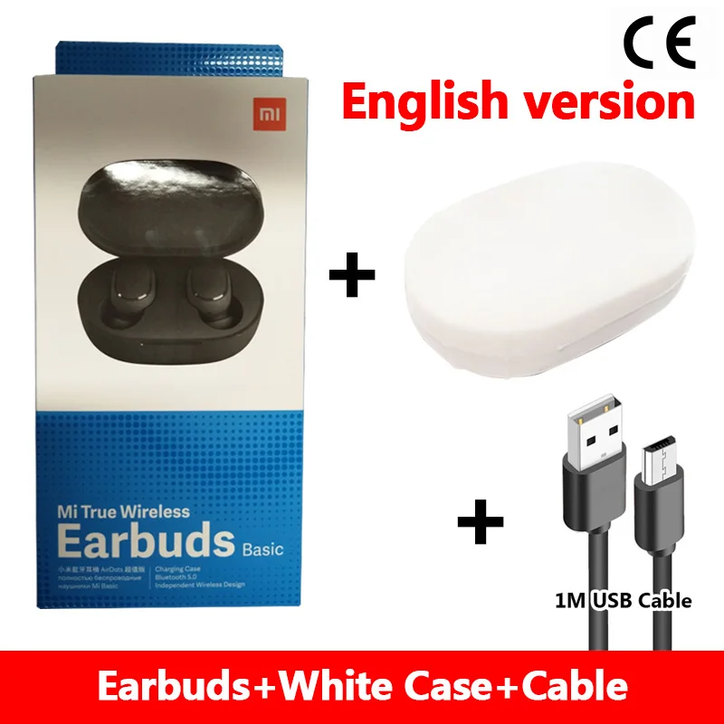 Xiaomi Redmi Airdots TWS Bluetooth наушники BT 5,0 стерео бас беспроводная гарнитура с шумоподавителем микрофон громкой связи Наушники с управлением AI - Цвет: cable white case EN