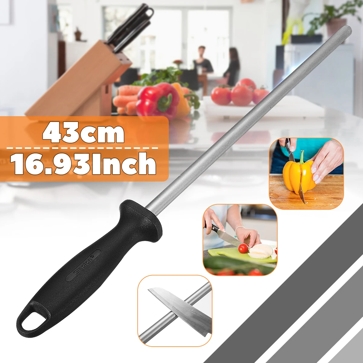 

12 Inch Diamond Sharpening Steel Rod Sharpener Honing Stick 31cm Oval Less Risk 43cm Efficiency for Planer/Chisel
