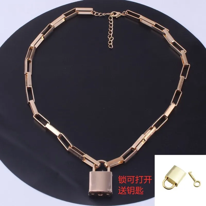 Модное подвесное ожерелье с замком для женщин и мужчин золотым многослойная