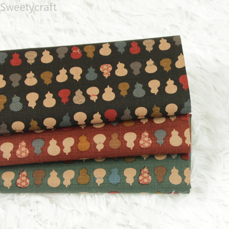 

110X45cm Japanese retro small gourd printed Slub cotton fabric tissus telas Tecido Bag DIY Handmade Sewing patchwork Accessories