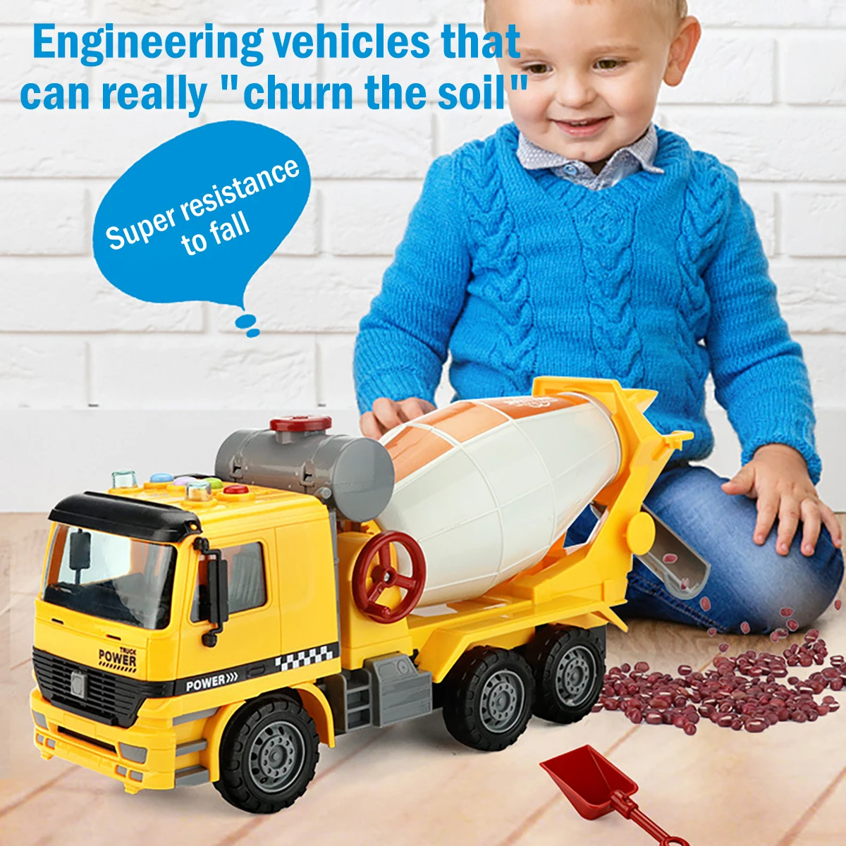 

Классическая модель большого детского автомобиля со звуком и реальной реальностью, инженерная игрушка, миксер, грузовик, самосвал, модель а...